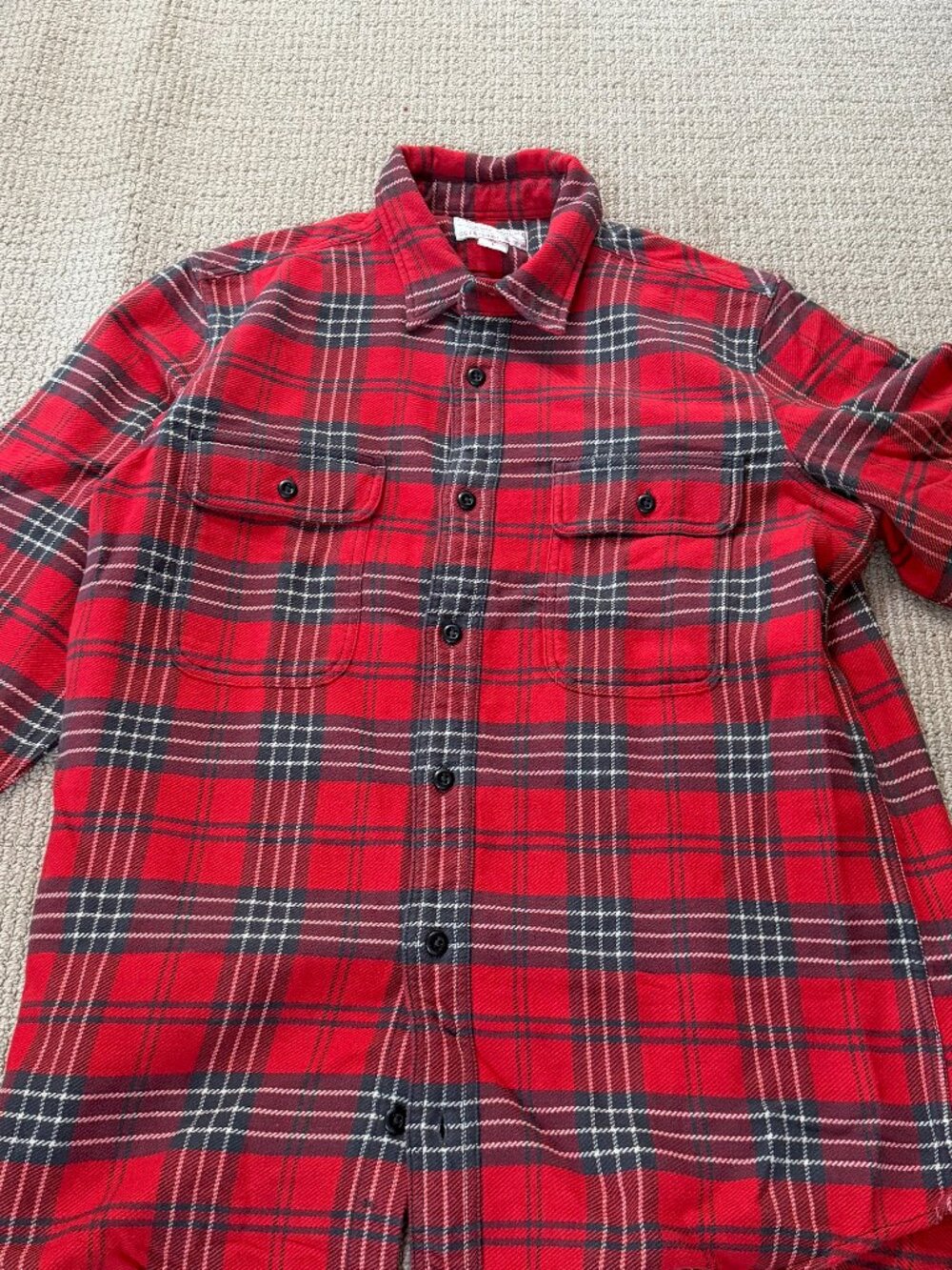 Filson Flannel Shirt Red Black Plaid Size L